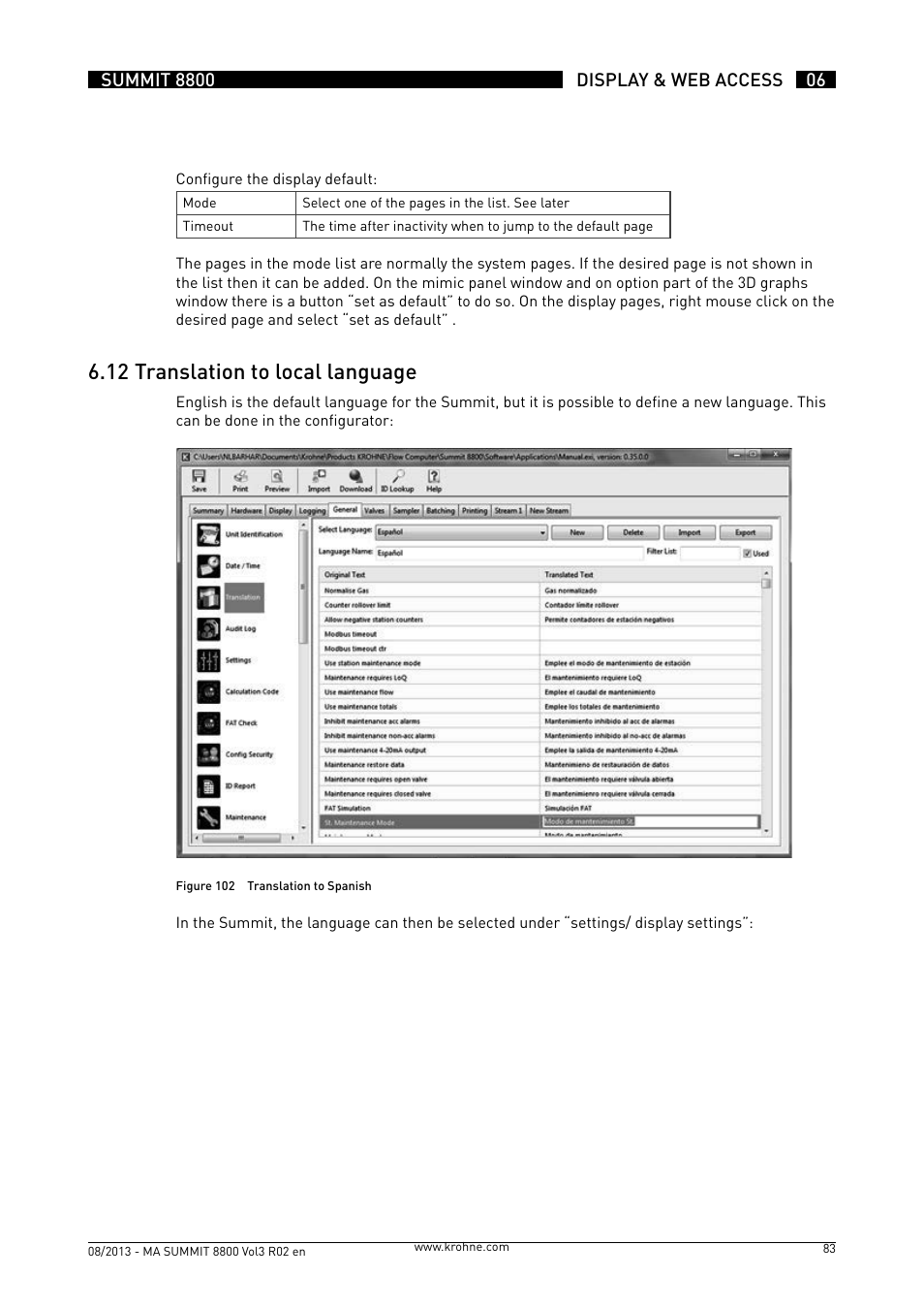 6 .12 translation to local language | KROHNE Summit 8800 Vol 3 User Manual | Page 83 / 171