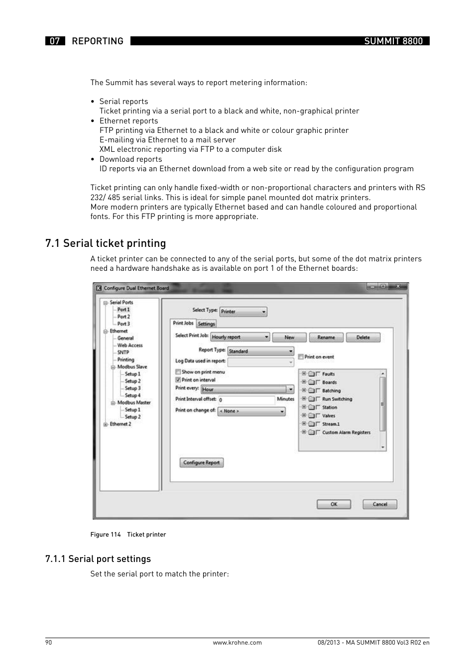 7 .1 serial ticket printing | KROHNE Summit 8800 Vol 3 User Manual | Page 90 / 171