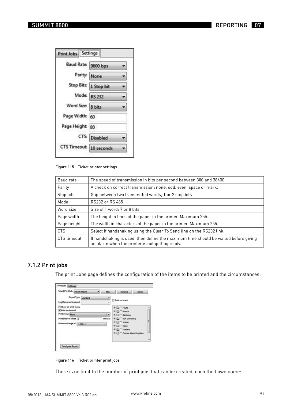 7 .1 .2 print jobs | KROHNE Summit 8800 Vol 3 User Manual | Page 91 / 171