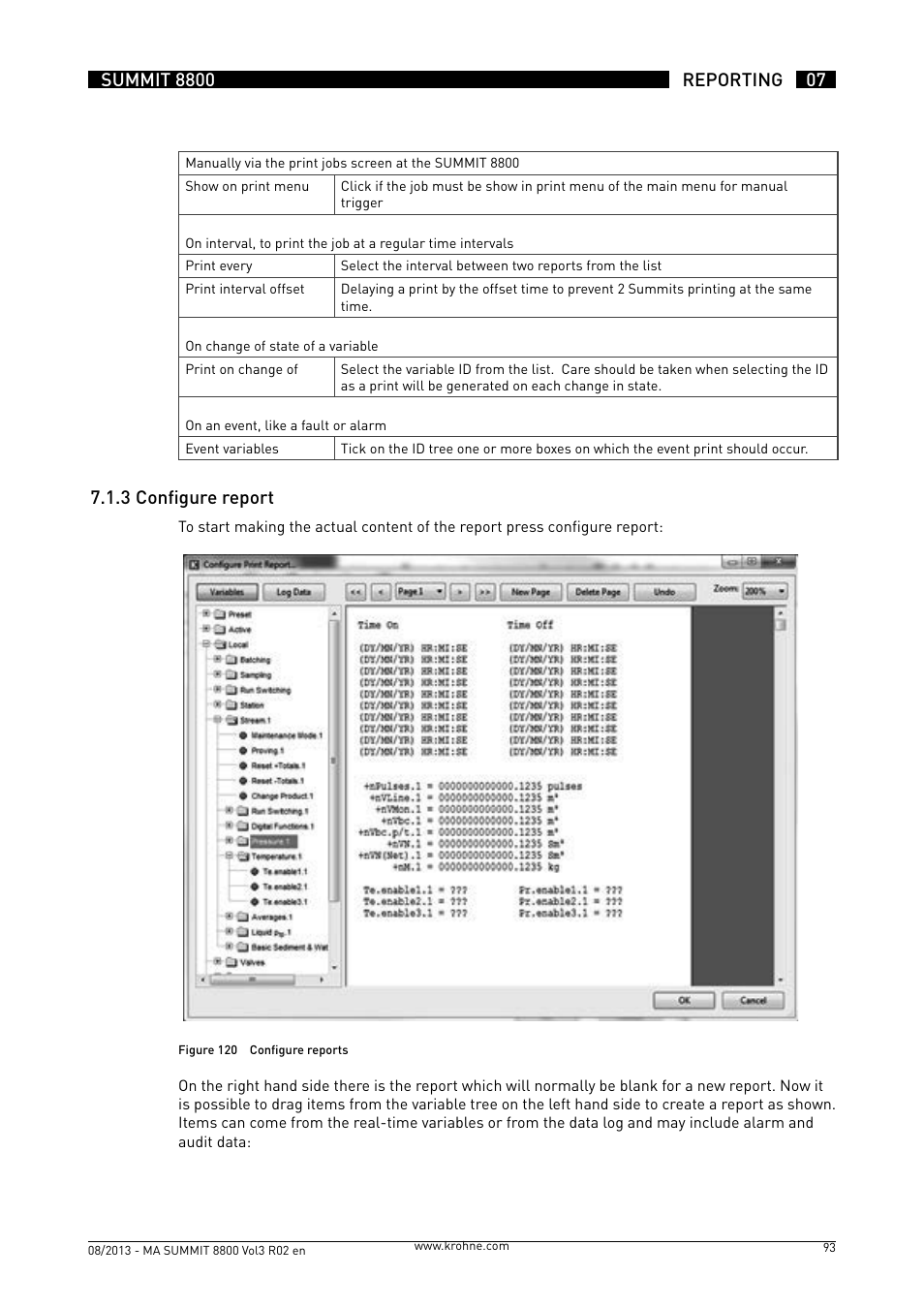 7 .1 .3 configure report | KROHNE Summit 8800 Vol 3 User Manual | Page 93 / 171