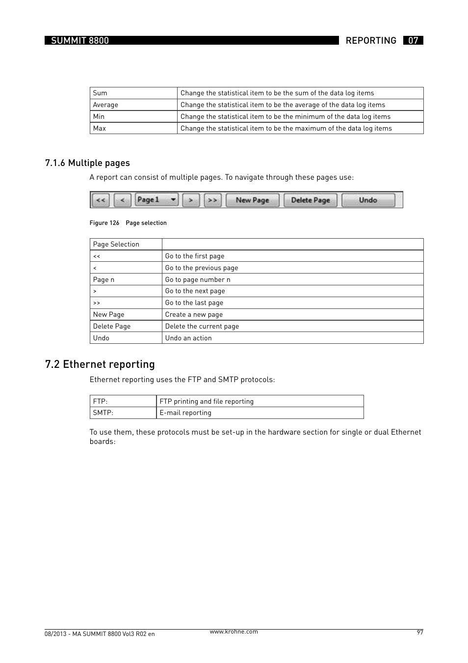 7 .2 ethernet reporting, 7 .1 .6 multiple pages | KROHNE Summit 8800 Vol 3 User Manual | Page 97 / 171