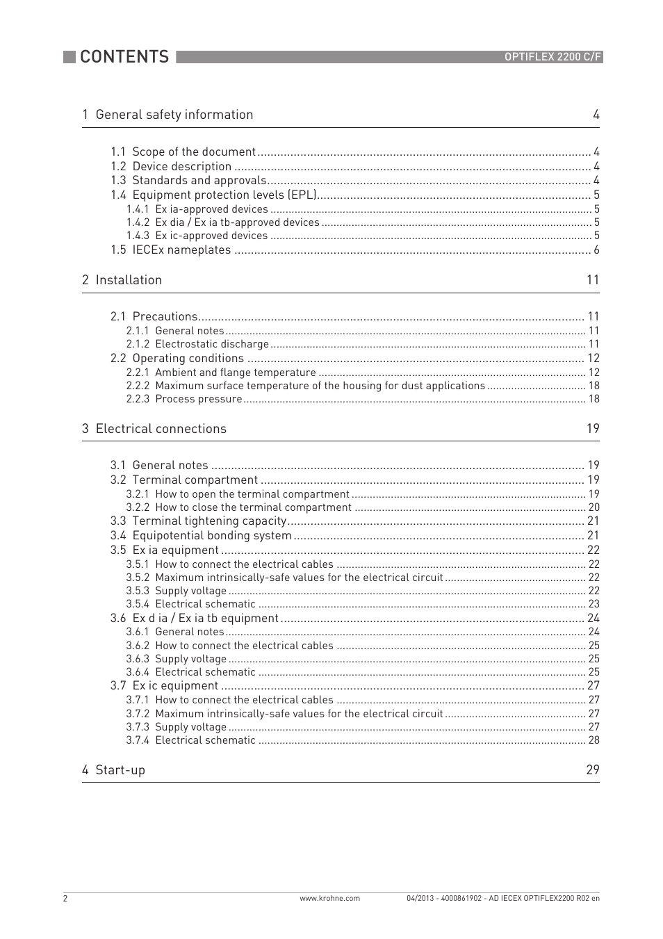 KROHNE OPTIFLEX 2200 IECEX User Manual | Page 2 / 32