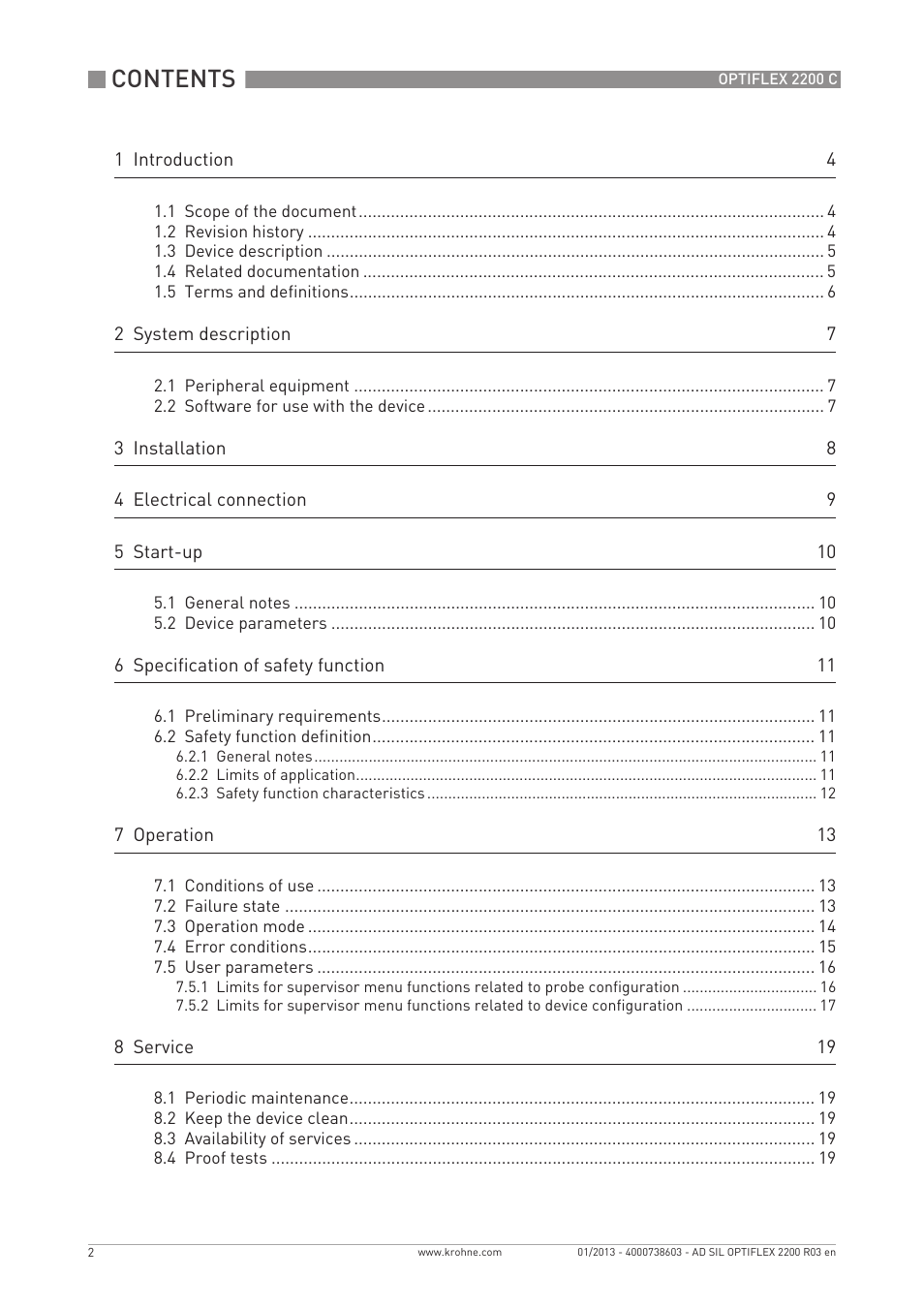 KROHNE OPTIFLEX 2200C SIL User Manual | Page 2 / 36