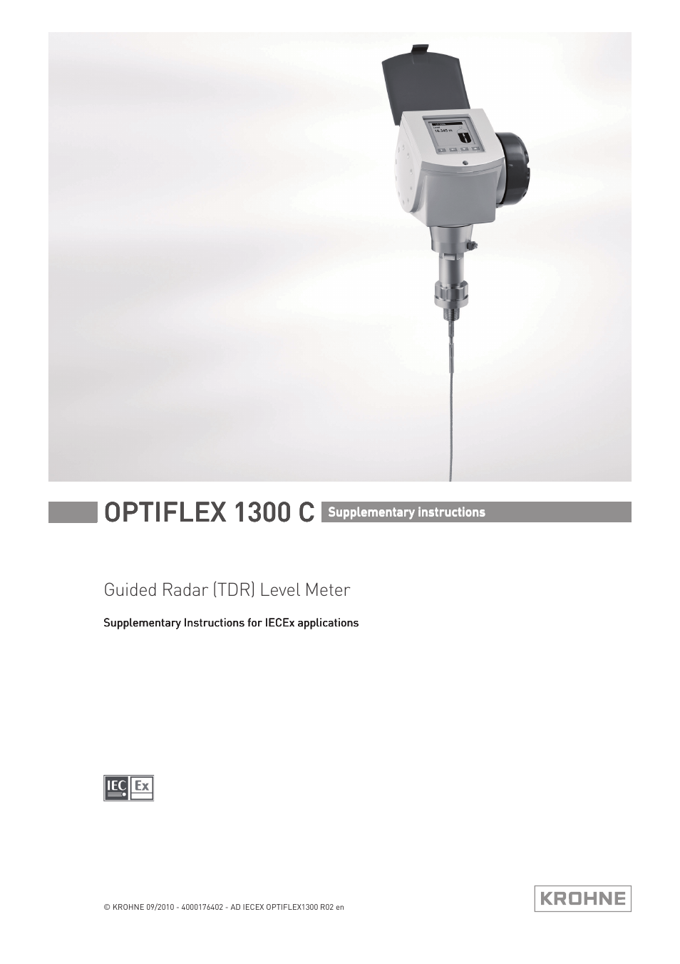 KROHNE OPTIFLEX 1300 IECEx User Manual | 20 pages