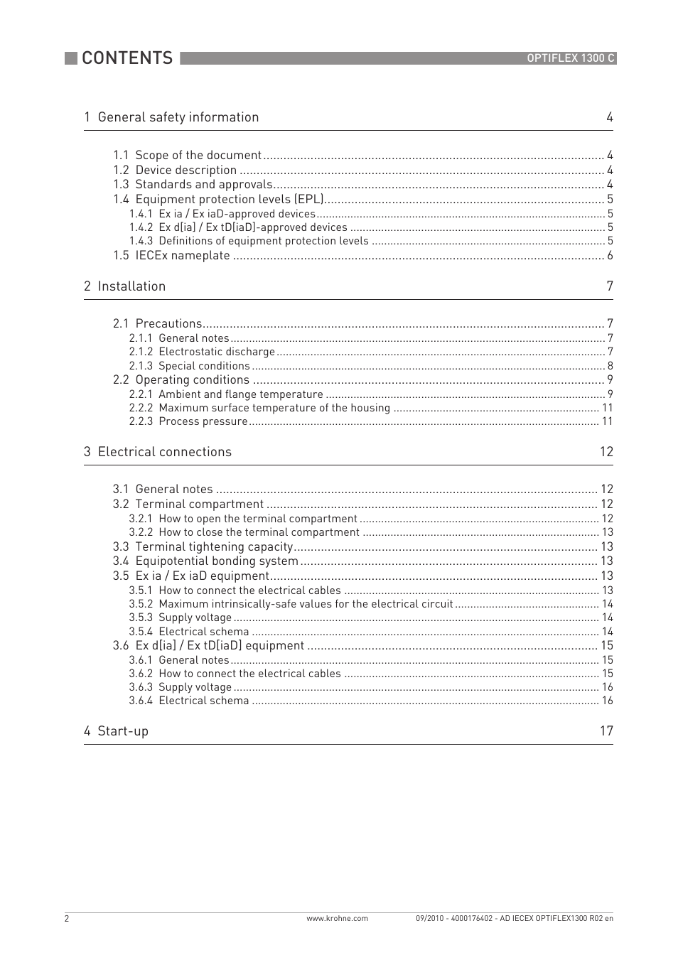 KROHNE OPTIFLEX 1300 IECEx User Manual | Page 2 / 20