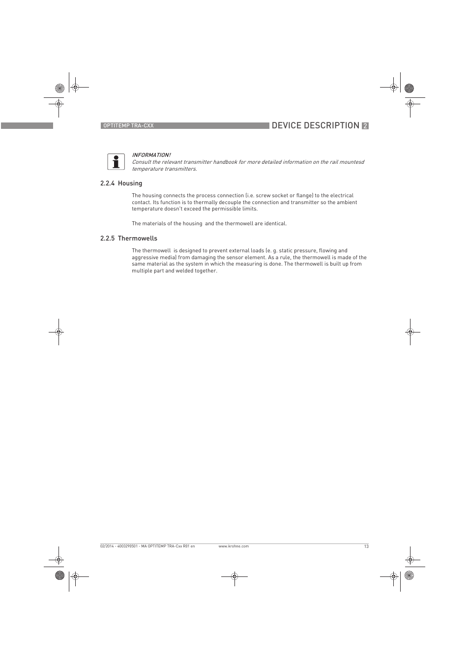 Device description | KROHNE OPTITEMP Compact sensors User Manual | Page 13 / 44