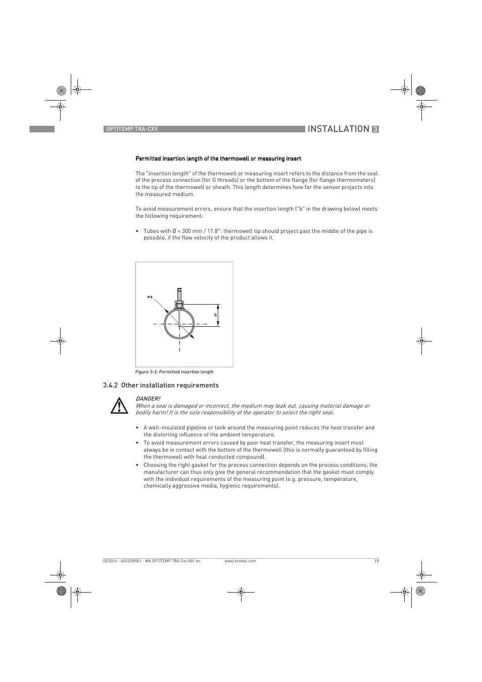Installation | KROHNE OPTITEMP Compact sensors User Manual | Page 19 / 44