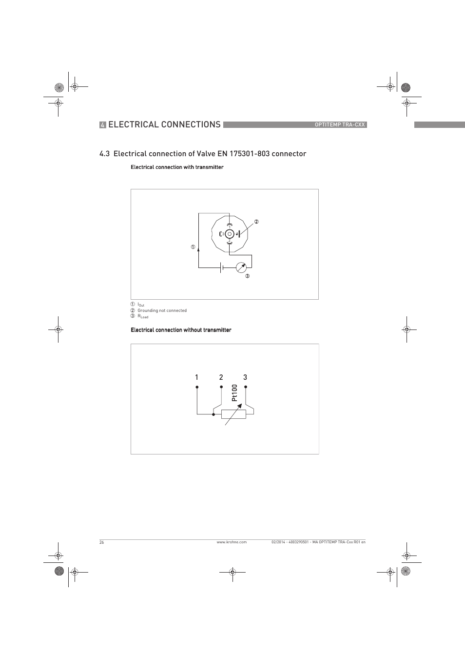 Electrical connections | KROHNE OPTITEMP Compact sensors User Manual | Page 26 / 44