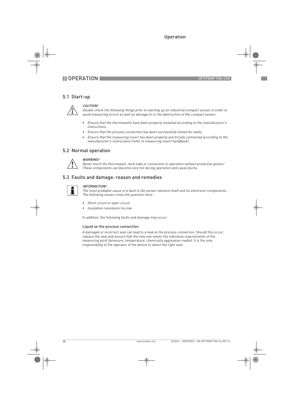 Operation | KROHNE OPTITEMP Compact sensors User Manual | Page 28 / 44