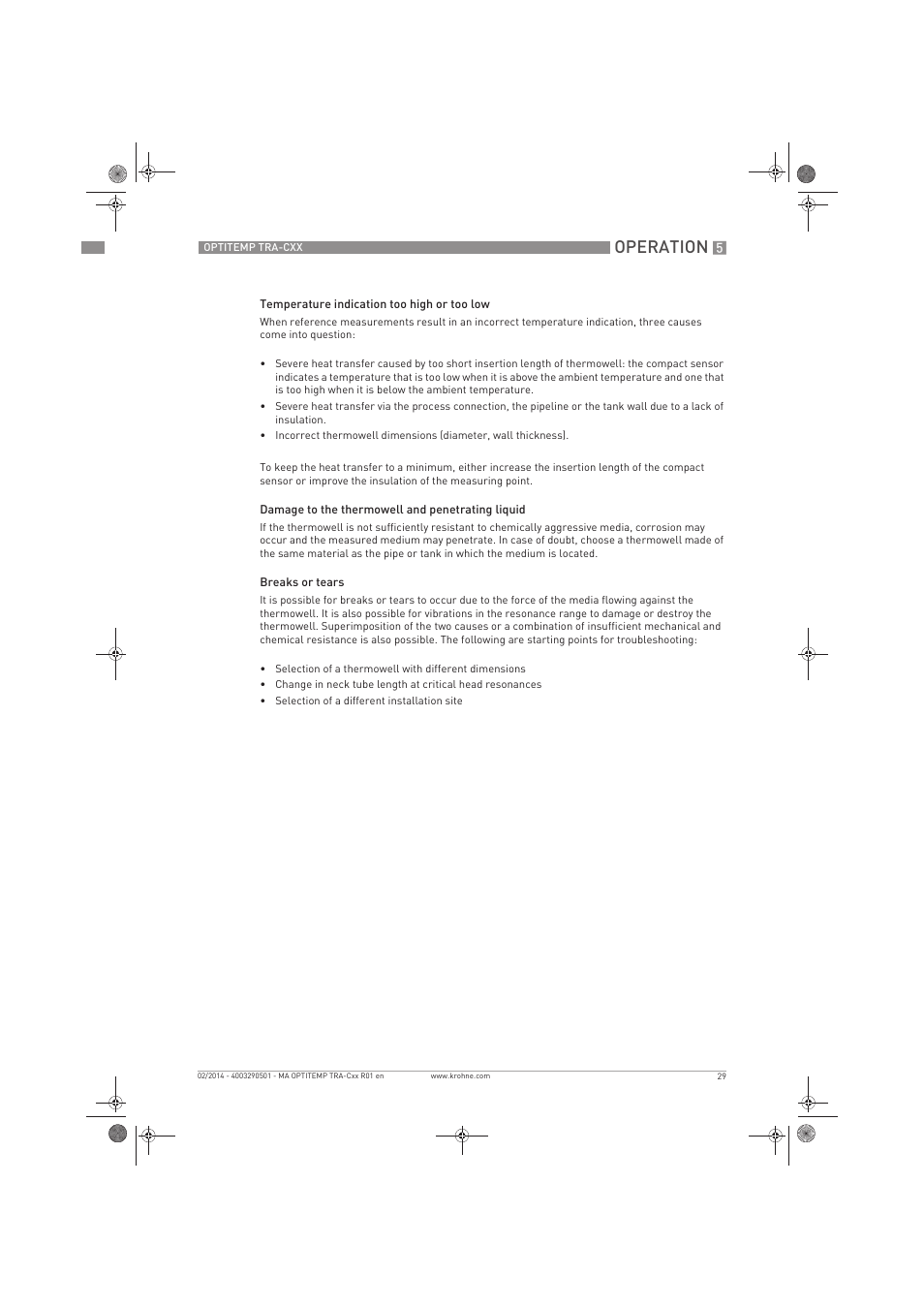 Operation | KROHNE OPTITEMP Compact sensors User Manual | Page 29 / 44