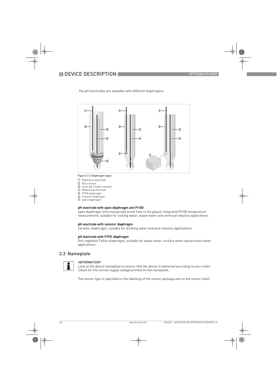 Device description, 3 nameplate | KROHNE OPTISENS PH 8590 User Manual | Page 10 / 46