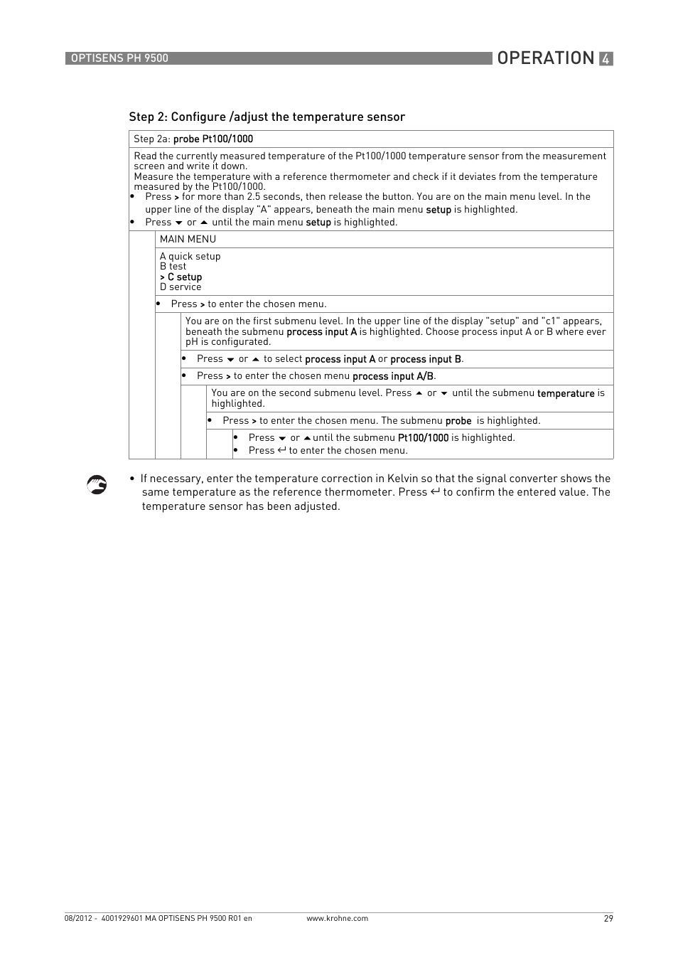 Operation | KROHNE OPTISENS PH 9500 User Manual | Page 29 / 48