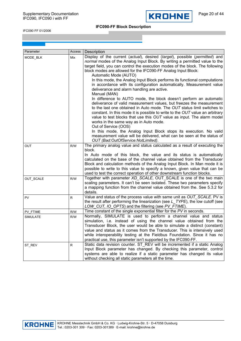 KROHNE IFC 090 i Converter FOUNDATION FIELDBUS User Manual | Page 20 / 44