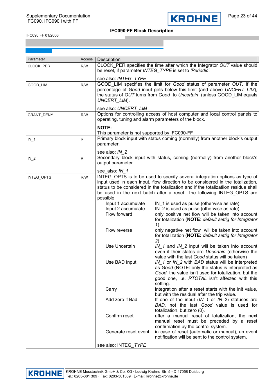 KROHNE IFC 090 i Converter FOUNDATION FIELDBUS User Manual | Page 23 / 44