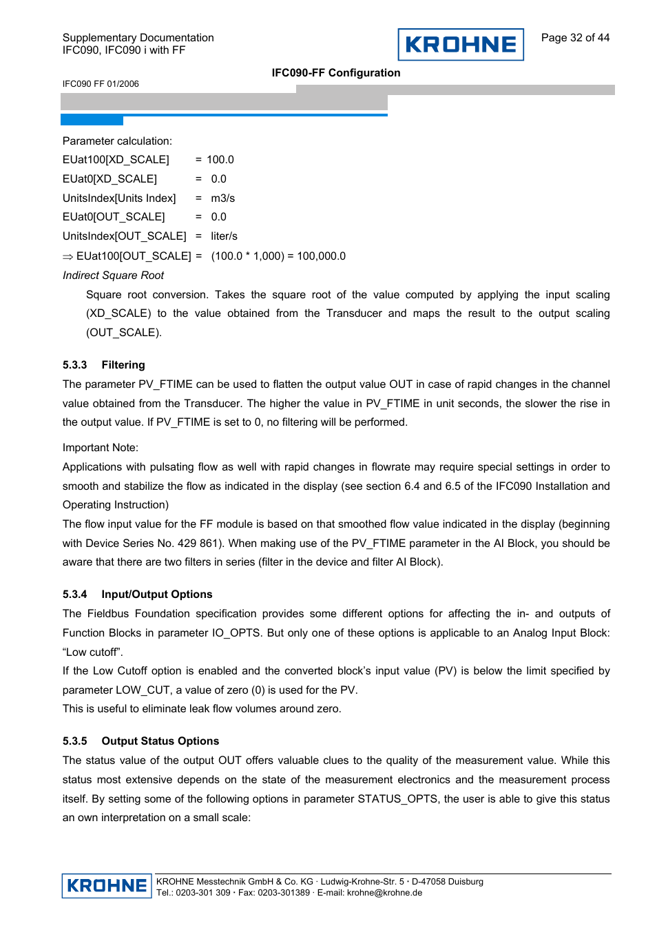 KROHNE IFC 090 i Converter FOUNDATION FIELDBUS User Manual | Page 32 / 44