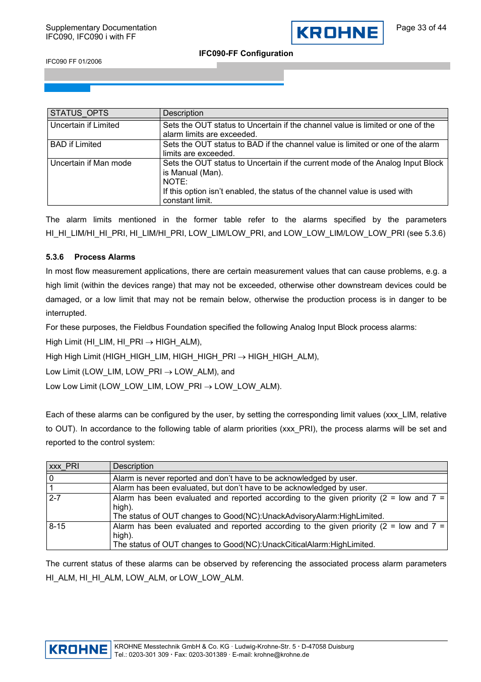 KROHNE IFC 090 i Converter FOUNDATION FIELDBUS User Manual | Page 33 / 44