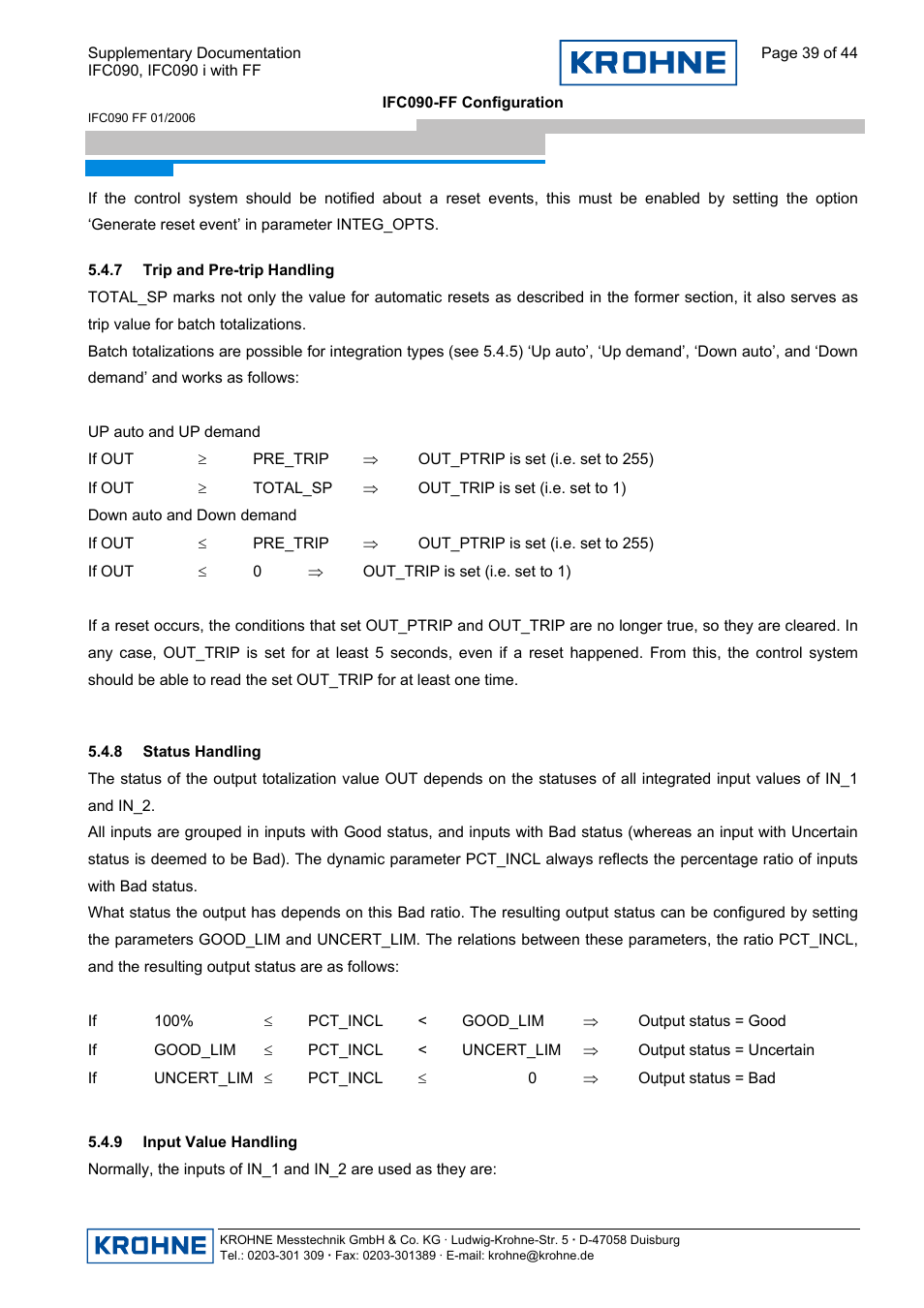 KROHNE IFC 090 i Converter FOUNDATION FIELDBUS User Manual | Page 39 / 44