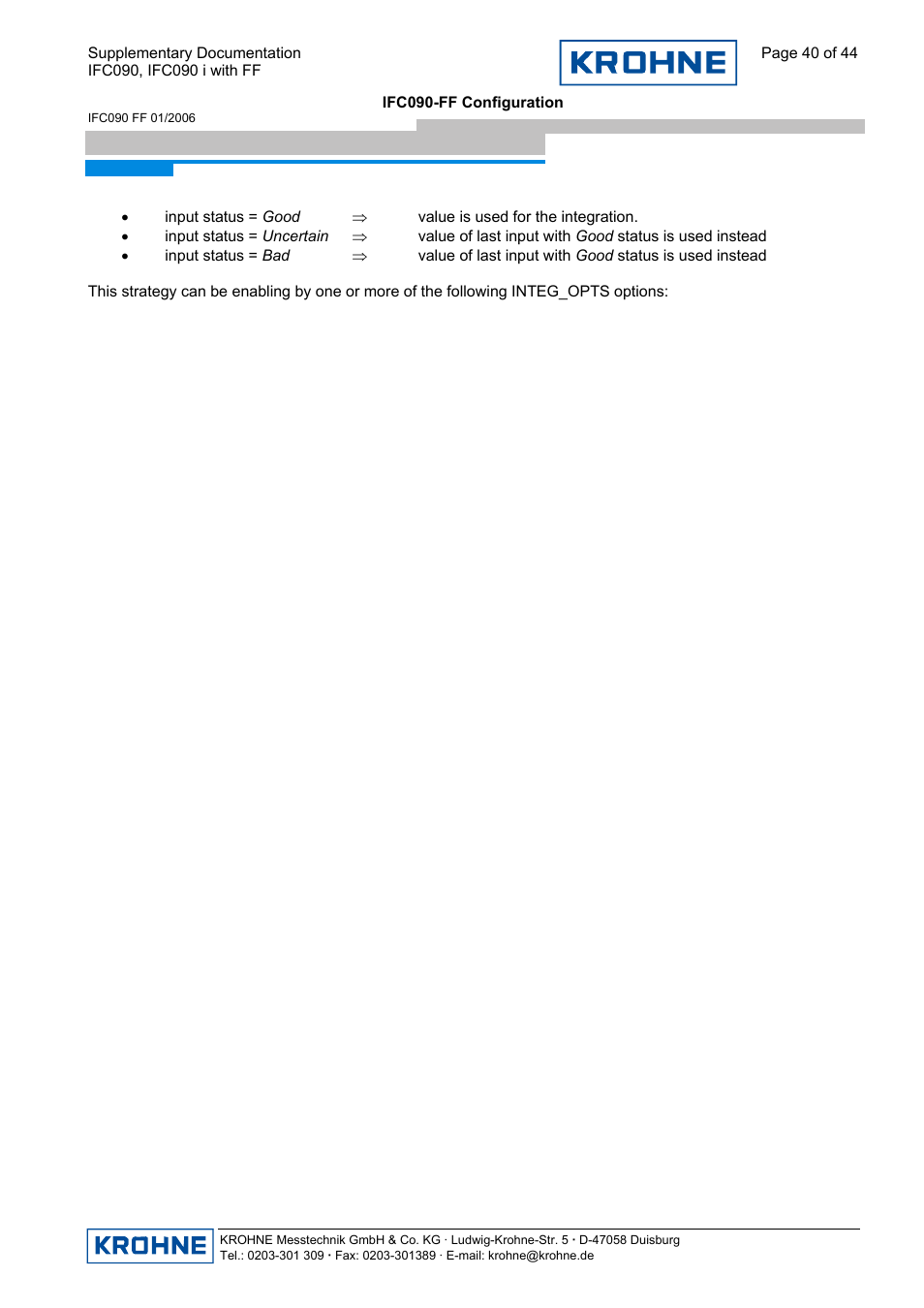 KROHNE IFC 090 i Converter FOUNDATION FIELDBUS User Manual | Page 40 / 44