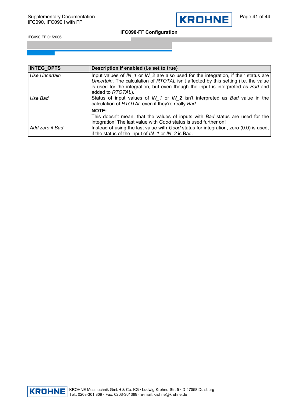 KROHNE IFC 090 i Converter FOUNDATION FIELDBUS User Manual | Page 41 / 44