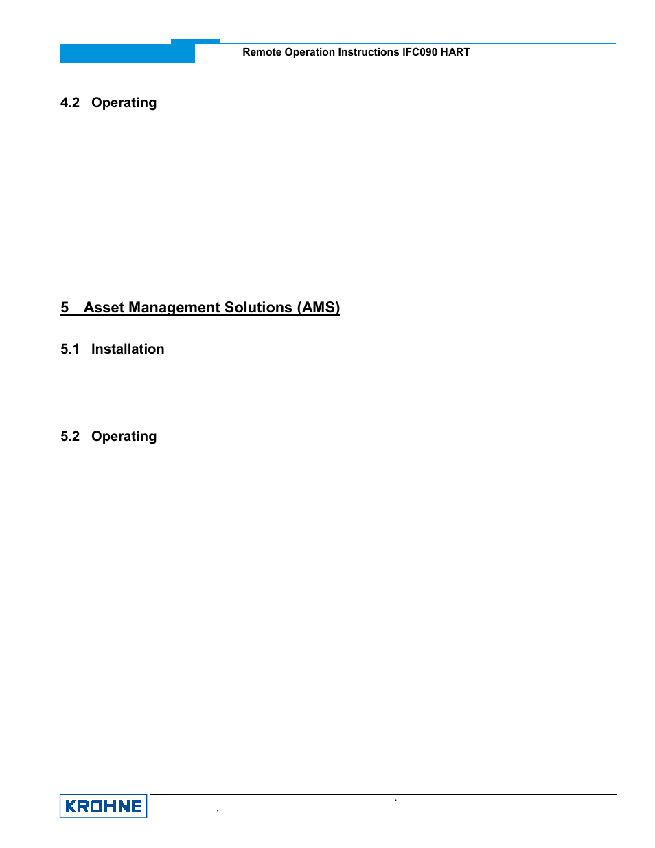 5 asset management solutions (ams), 2 operating, 1 installation | KROHNE IFC 090 Converter HART User Manual | Page 5 / 8
