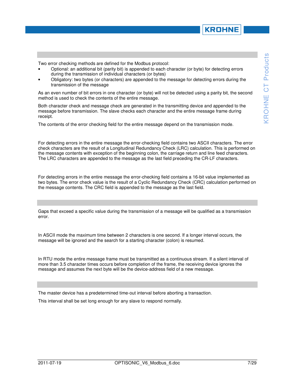 KROHNE OPTISONIC V6 Modbus User Manual | Page 7 / 29