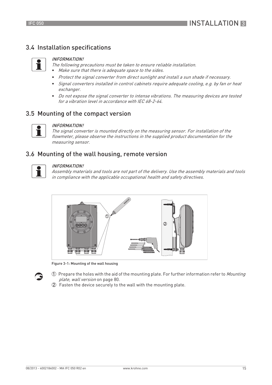 Installation | KROHNE IFC 050 Converter EN User Manual | Page 15 / 84