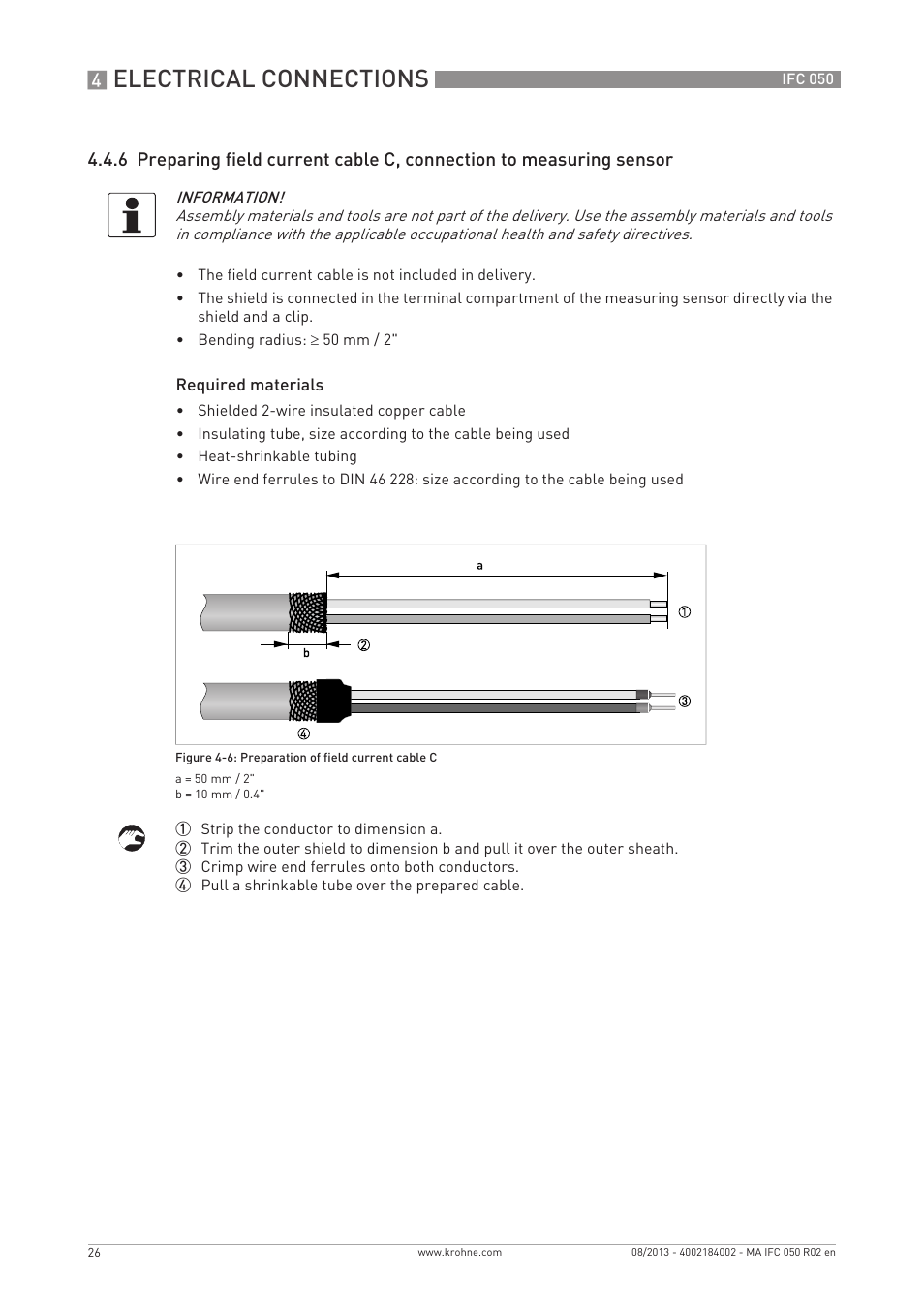 Electrical connections | KROHNE IFC 050 Converter EN User Manual | Page 26 / 84