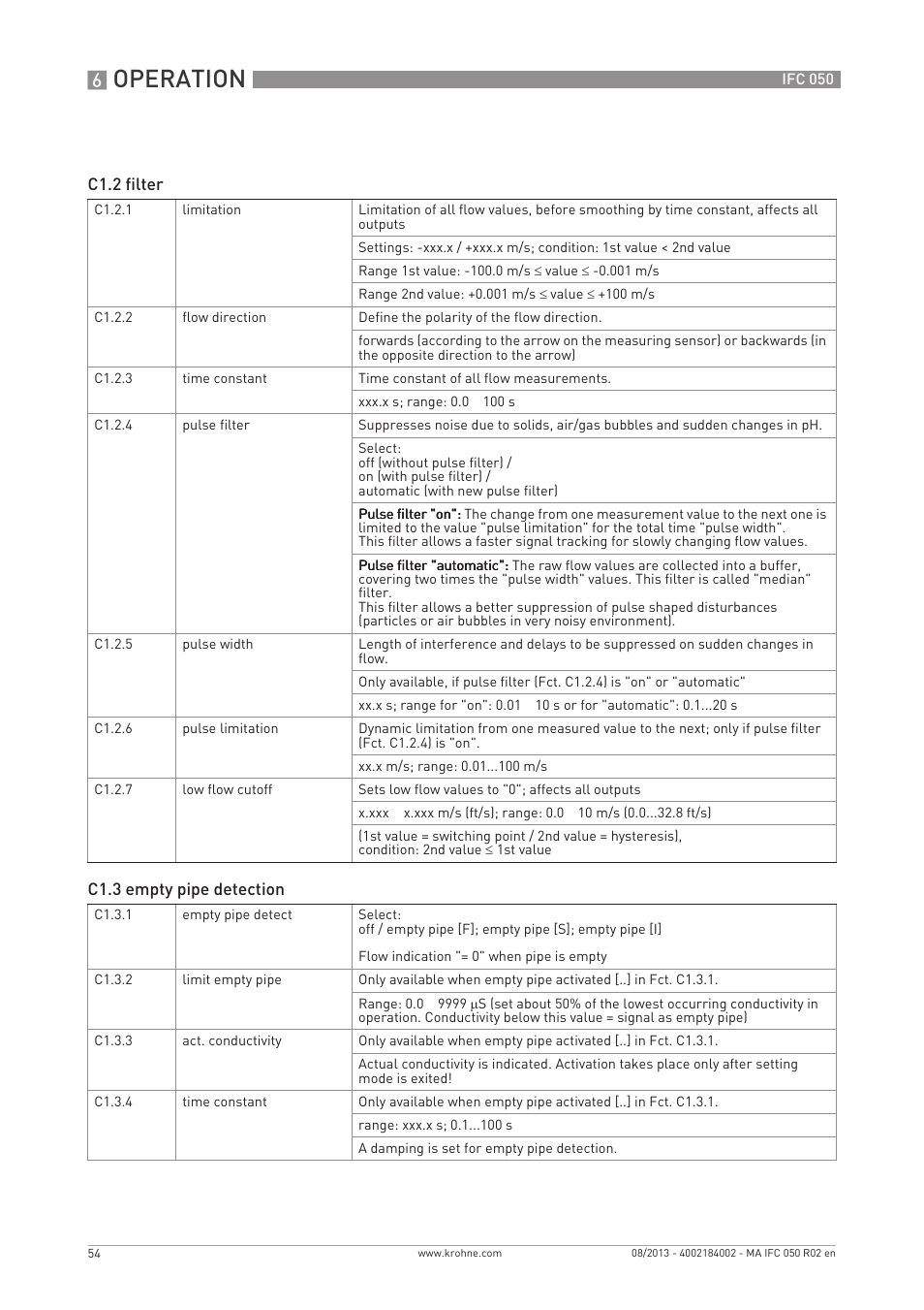 Operation | KROHNE IFC 050 Converter EN User Manual | Page 54 / 84