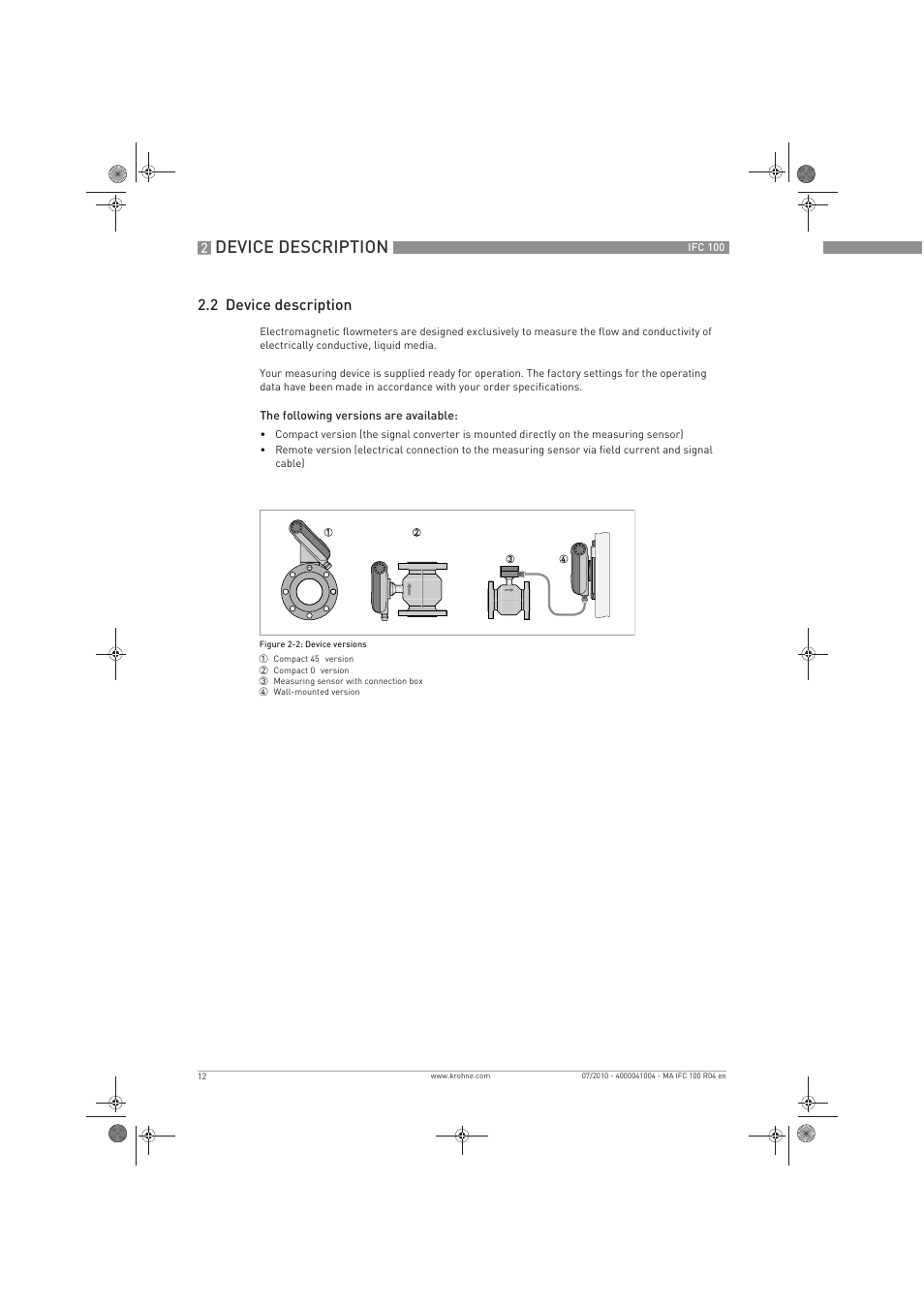 Device description, 2 device description | KROHNE IFC 100 Converter EN User Manual | Page 12 / 116
