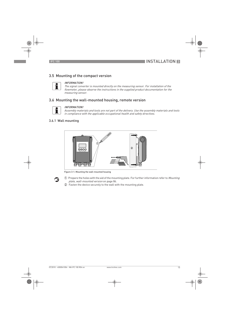 Installation | KROHNE IFC 100 Converter EN User Manual | Page 15 / 116