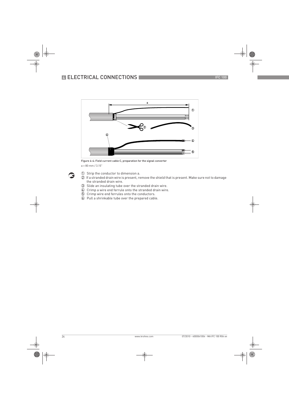 Electrical connections | KROHNE IFC 100 Converter EN User Manual | Page 24 / 116