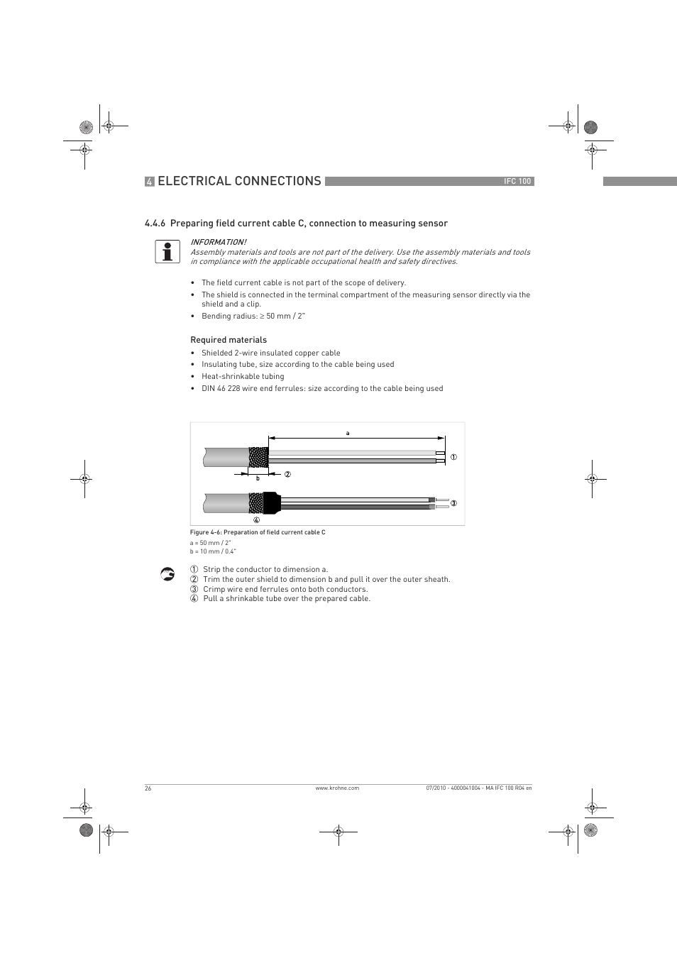 Electrical connections | KROHNE IFC 100 Converter EN User Manual | Page 26 / 116