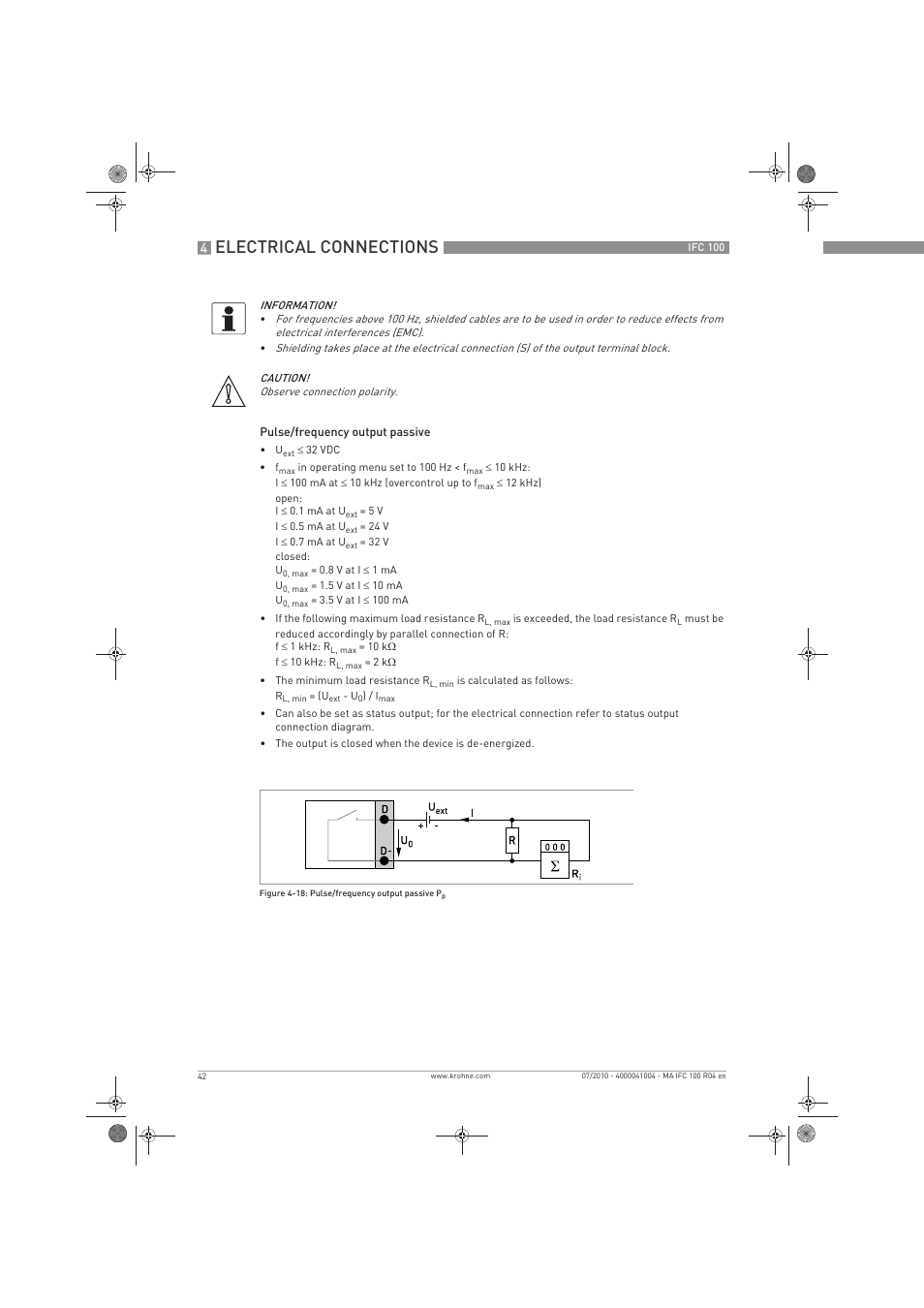 Electrical connections | KROHNE IFC 100 Converter EN User Manual | Page 42 / 116