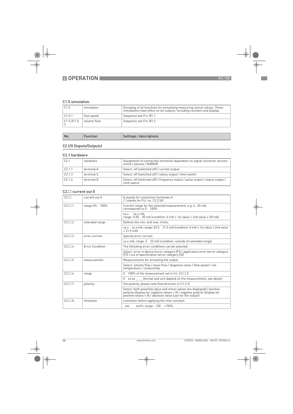 Operation | KROHNE IFC 100 Converter EN User Manual | Page 58 / 116