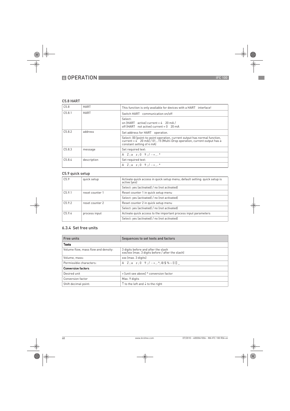 Operation | KROHNE IFC 100 Converter EN User Manual | Page 68 / 116