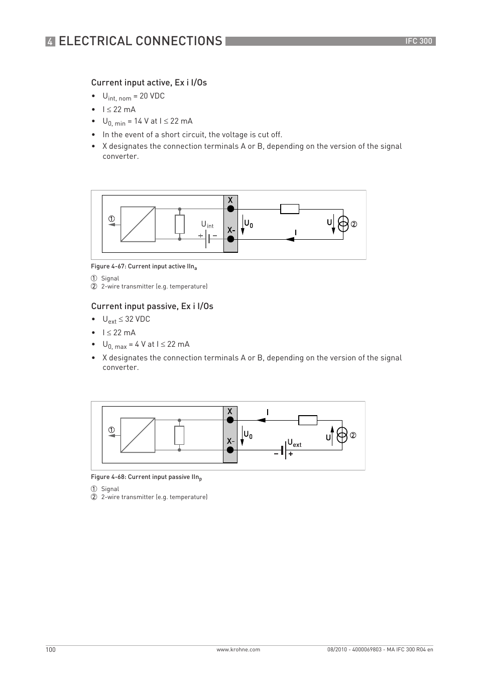 Electrical connections | KROHNE IFC 300 Converter EN User Manual | Page 100 / 192