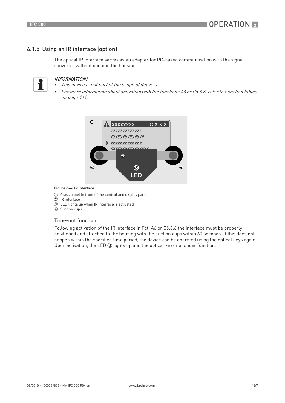 Operation, 5 using an ir interface (option) | KROHNE IFC 300 Converter EN User Manual | Page 107 / 192