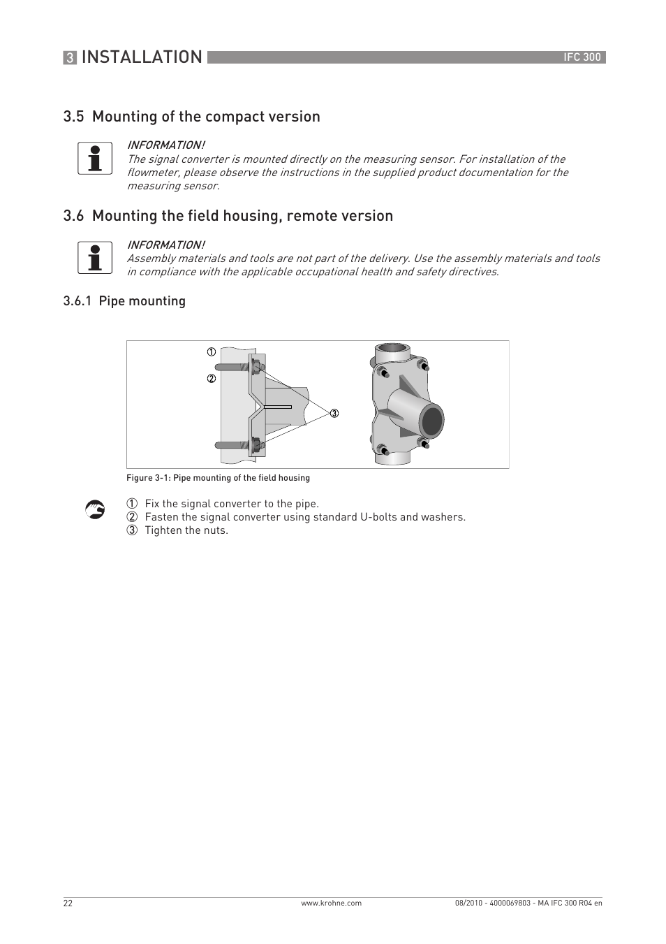 Installation | KROHNE IFC 300 Converter EN User Manual | Page 22 / 192