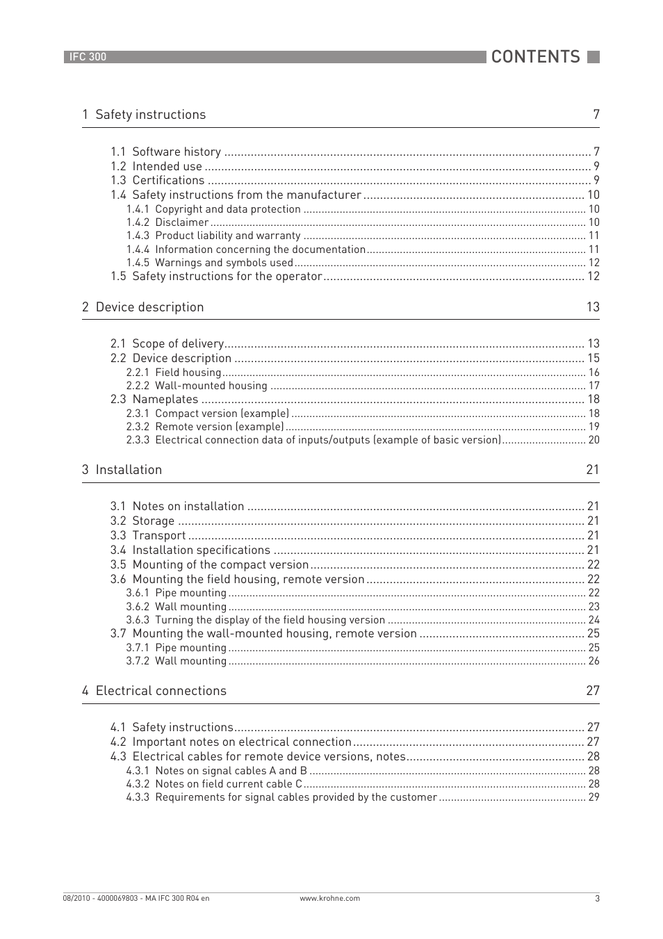 KROHNE IFC 300 Converter EN User Manual | Page 3 / 192