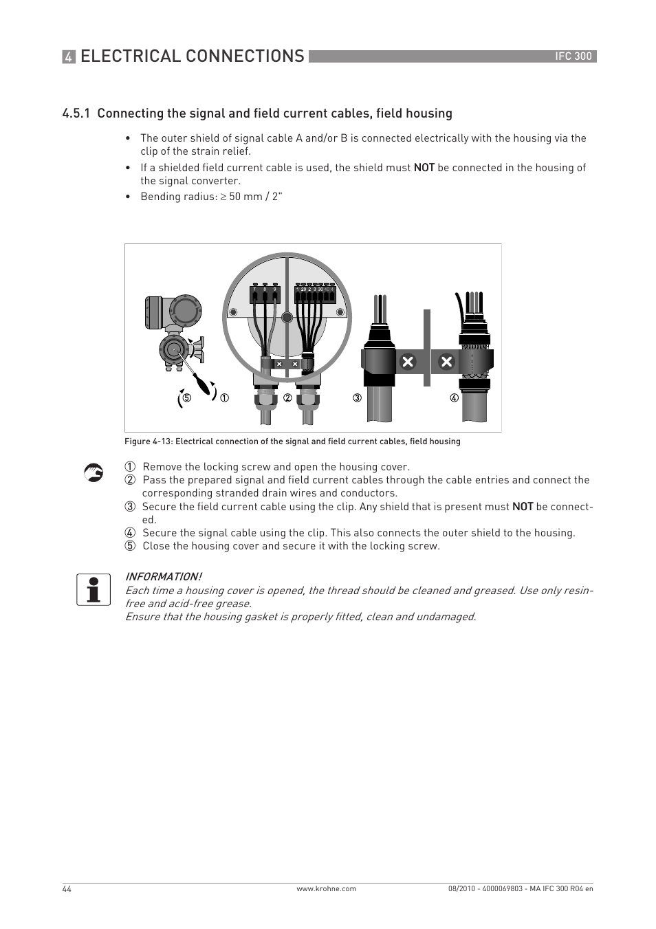 Electrical connections | KROHNE IFC 300 Converter EN User Manual | Page 44 / 192