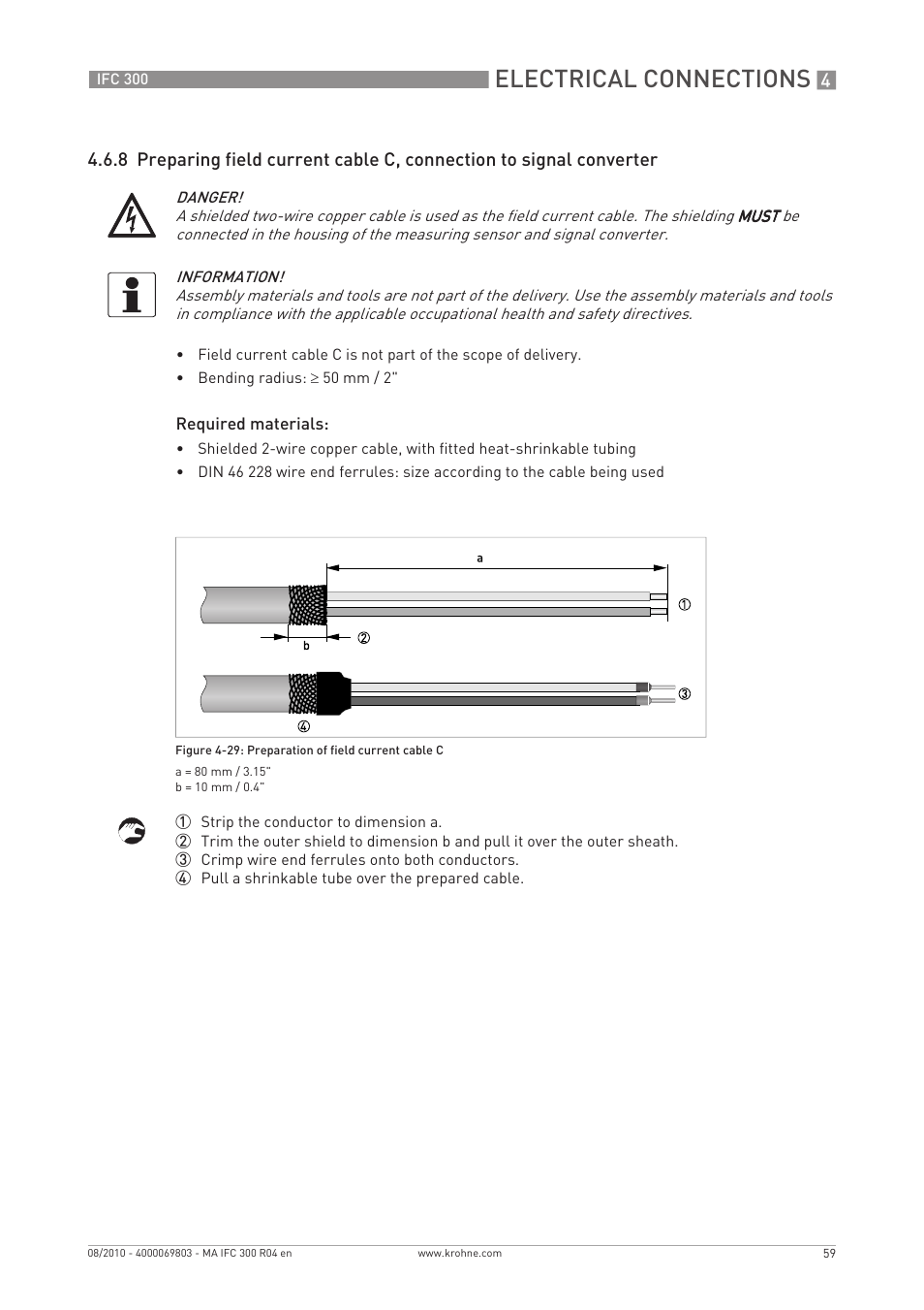 Electrical connections | KROHNE IFC 300 Converter EN User Manual | Page 59 / 192