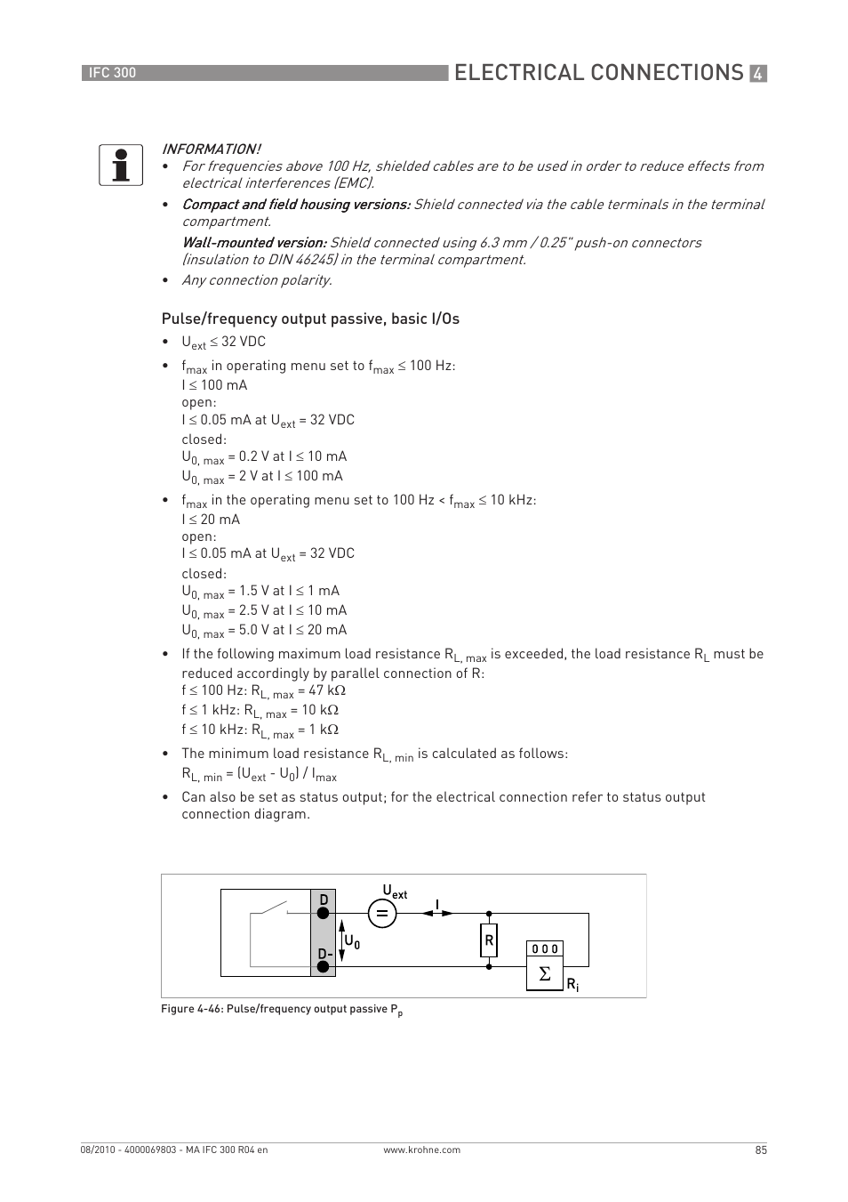 Electrical connections | KROHNE IFC 300 Converter EN User Manual | Page 85 / 192