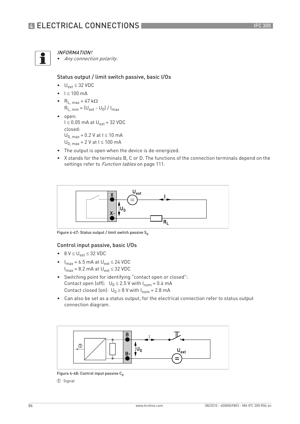 Electrical connections | KROHNE IFC 300 Converter EN User Manual | Page 86 / 192