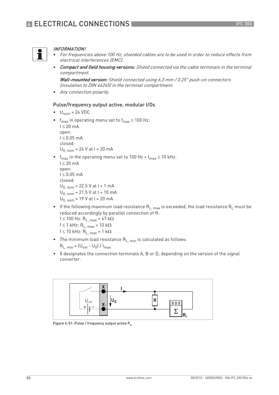 Electrical connections | KROHNE IFC 300 Converter EN User Manual | Page 88 / 192