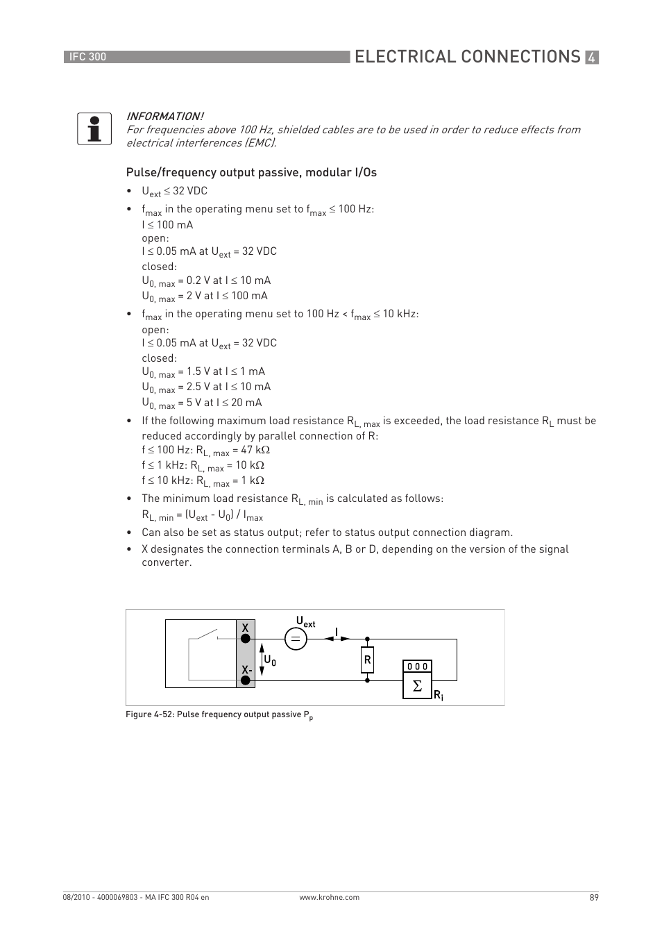 Electrical connections | KROHNE IFC 300 Converter EN User Manual | Page 89 / 192