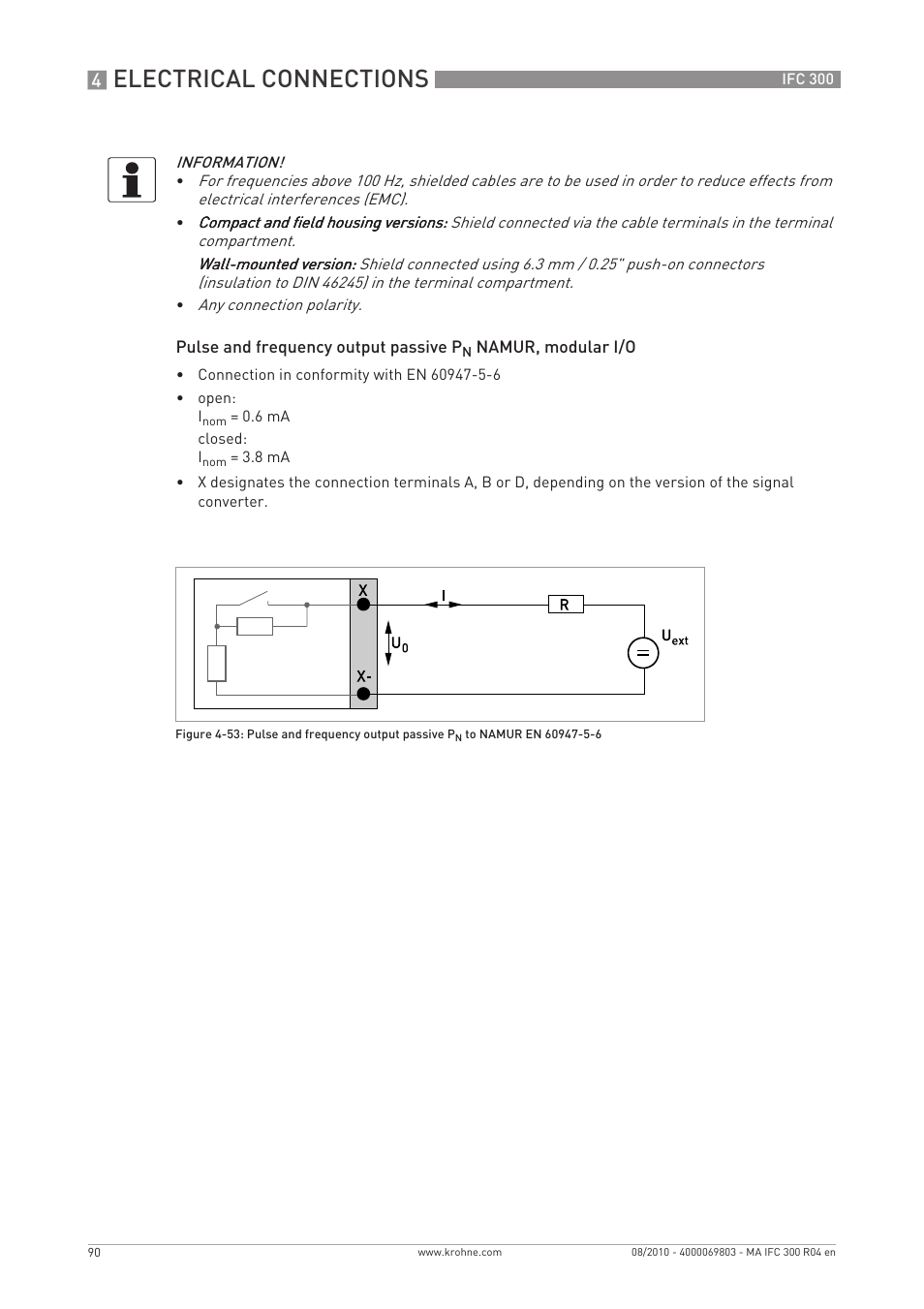 Electrical connections | KROHNE IFC 300 Converter EN User Manual | Page 90 / 192