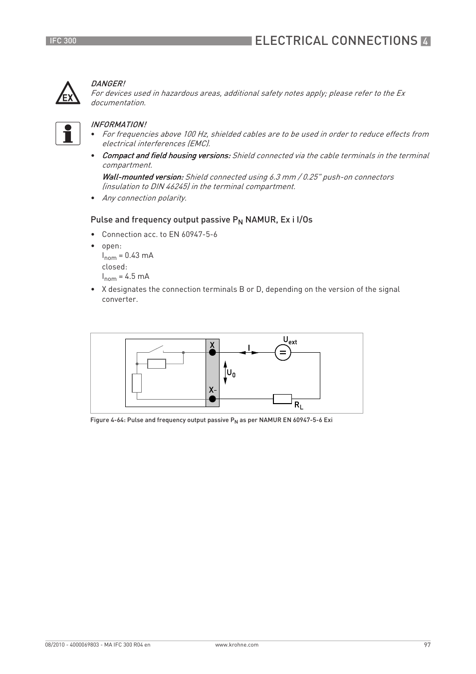 Electrical connections | KROHNE IFC 300 Converter EN User Manual | Page 97 / 192