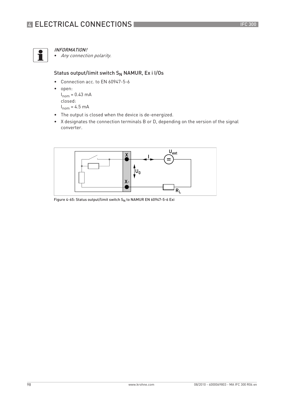 Electrical connections | KROHNE IFC 300 Converter EN User Manual | Page 98 / 192