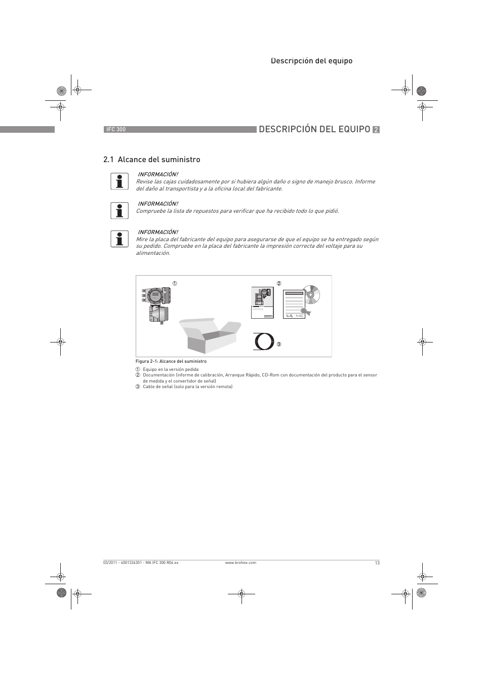 Descripción del equipo, Descripción del equipo 2.1 alcance del suministro | KROHNE IFC 300 Converter ES User Manual | Page 13 / 196