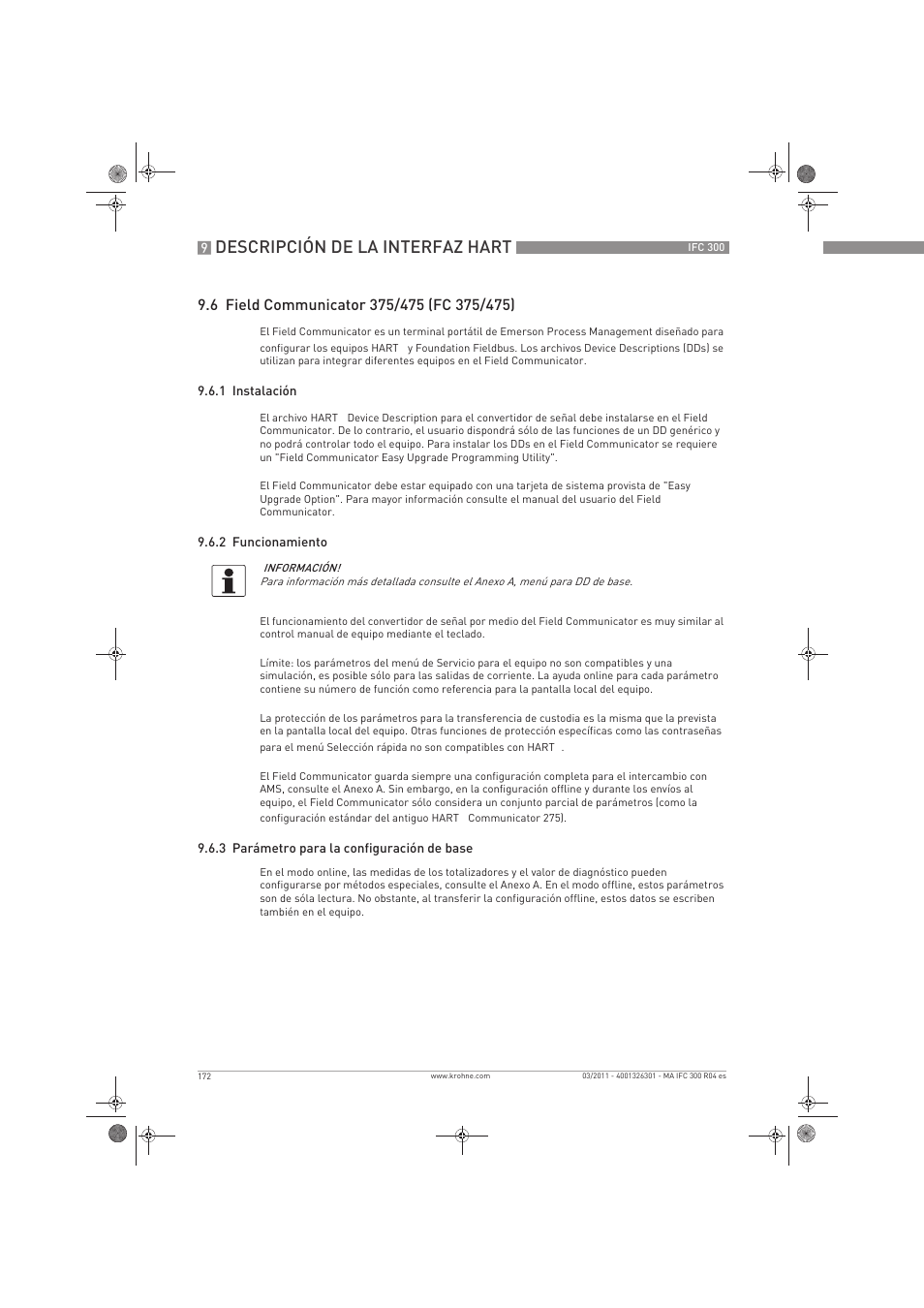 Descripción de la interfaz hart | KROHNE IFC 300 Converter ES User Manual | Page 172 / 196